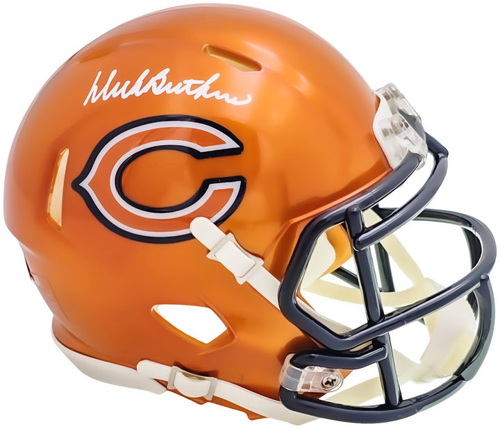 Dick Butkus Auto Signed Chicago Bears Flash Orange Speed Mini Helmet Beckett Wit