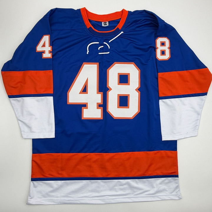 Facsimile Autographed Matthew Schaefer New York Blue Reprint Jersey Men's XL