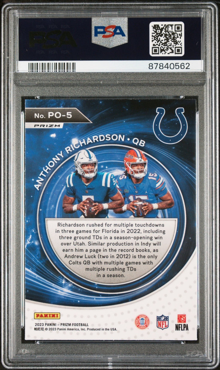Graded 2023 Prizm Anthony Richardson #PO5 Portals Silver RC Card PSA 10
