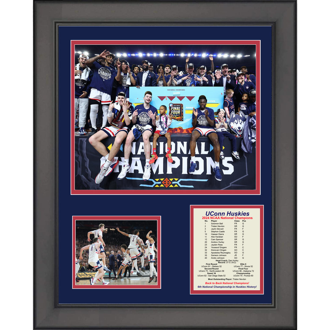 Framed UConn Huskies 2024 Back to Back National Champions 11"x14" Photo Collage