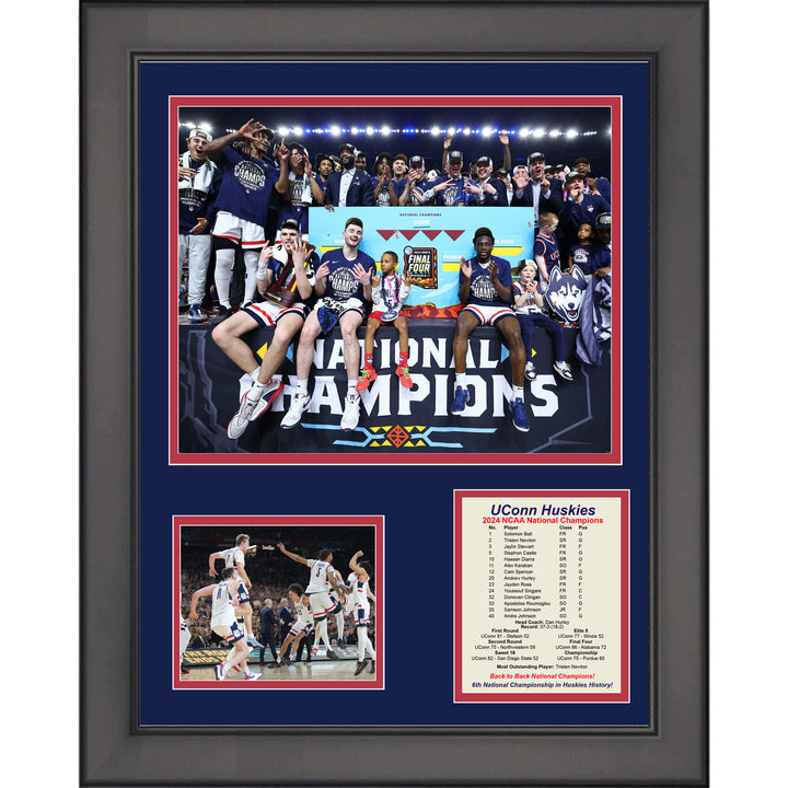 Framed UConn Huskies 2024 Back to Back National Champions 11"x14" Photo Collage