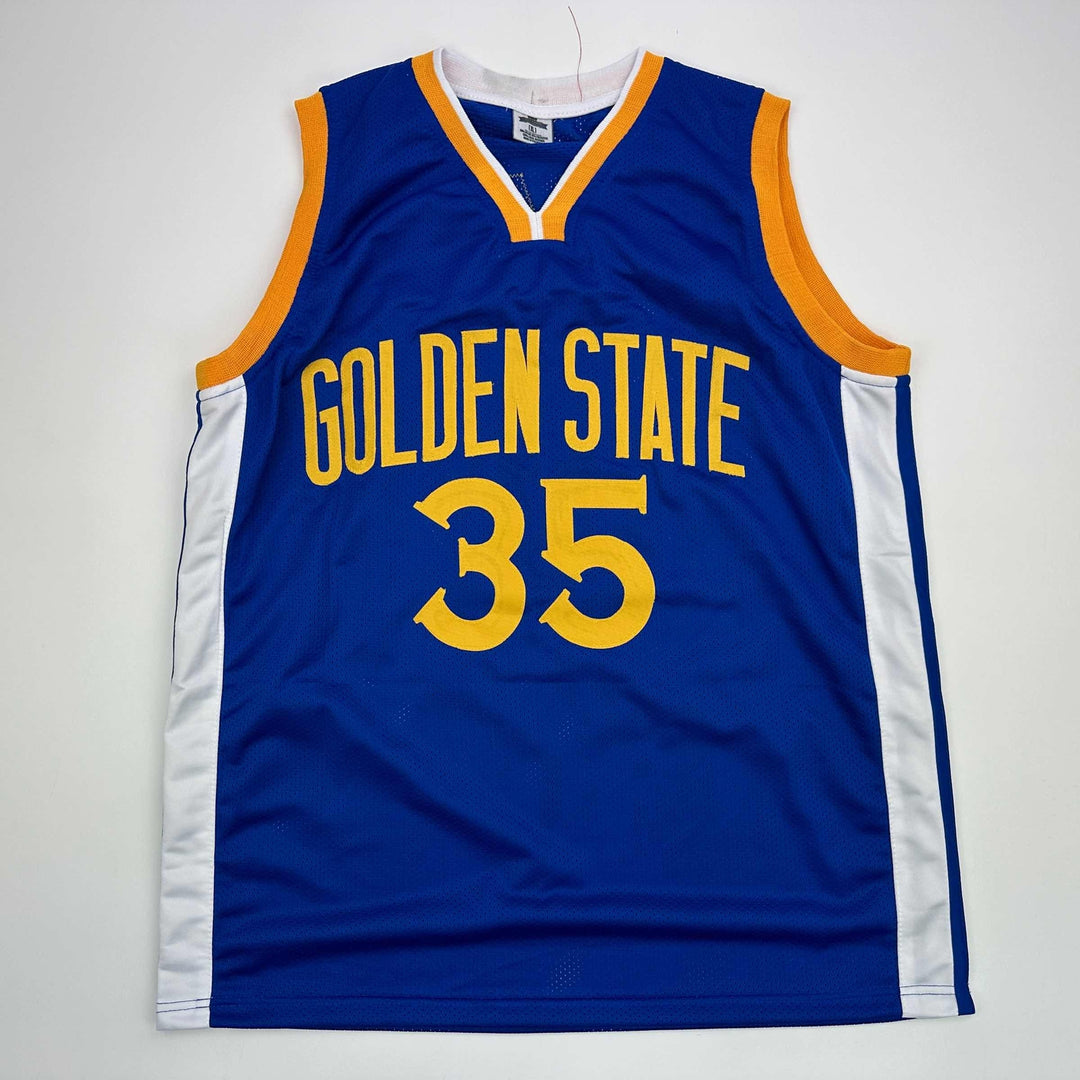 Facsimile Autographed Kevin Durant Golden State Blue Reprint Jersey Men's XL