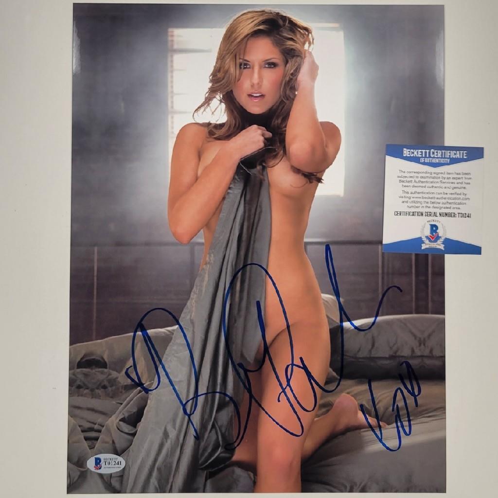 Brittney Palmer signed 10x13 Photo #1 UFC Girl Model Naked ~ Beckett BAS COA