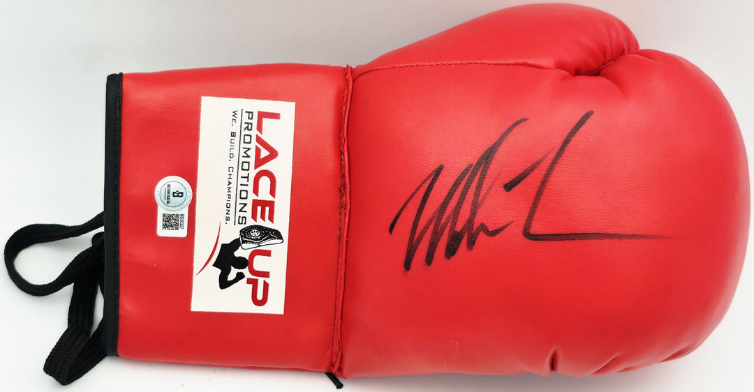 Mike Tyson Signed Red Lace Up Promotions Glove RH Beckett #BS30327