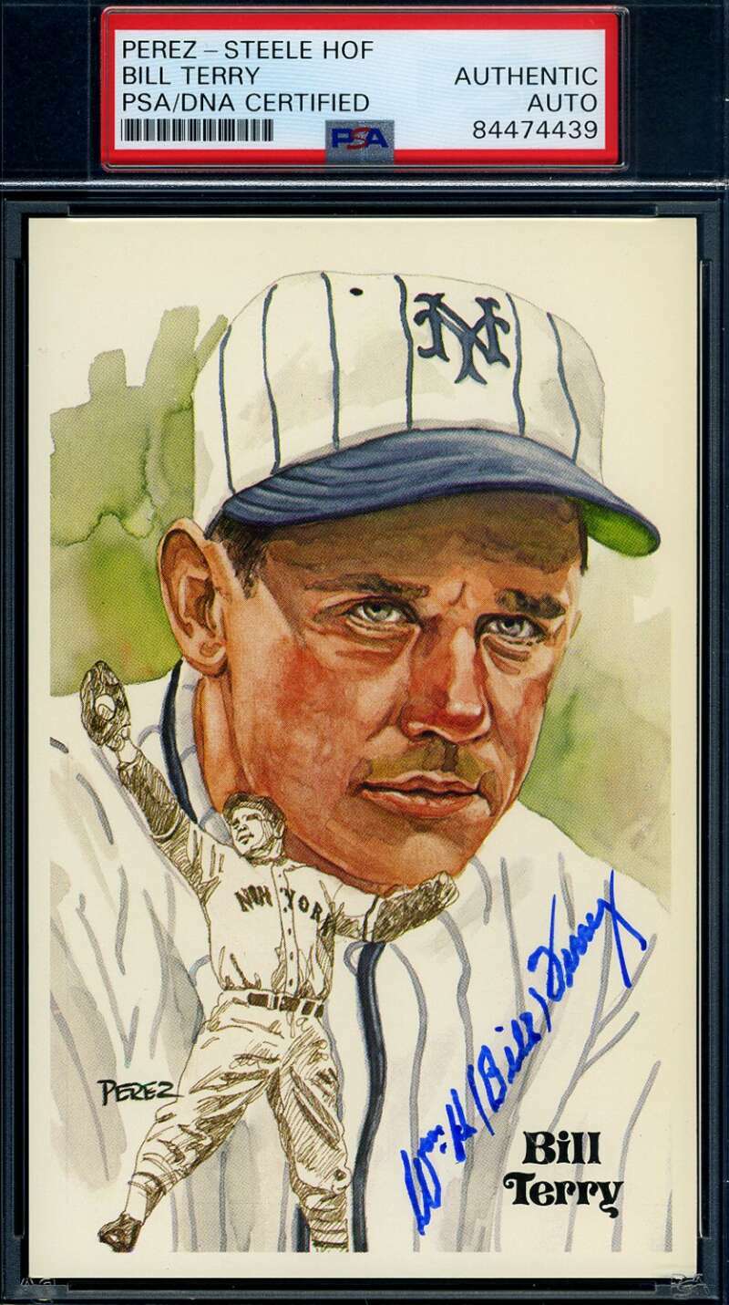 Bill Terry PSA DNA Coa Signed Perez Steele Set Break Autograph