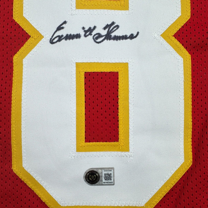 Autographed/Signed Emmitt Thomas Kansas City Red Football Jersey BAS COA