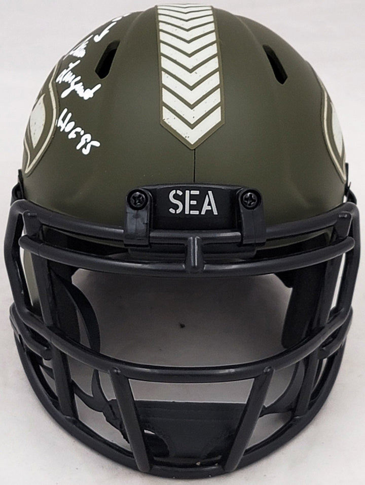 Steve Largent Jim Zorn Auto Seahawks Camo Speed Mini Helmet Salute To Service