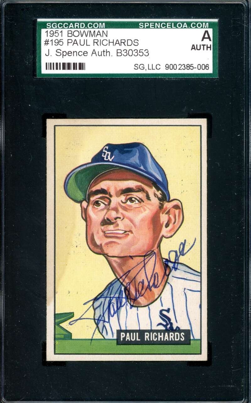 Paul Richards SGC Coa Signed 1951 Bowman Autograph