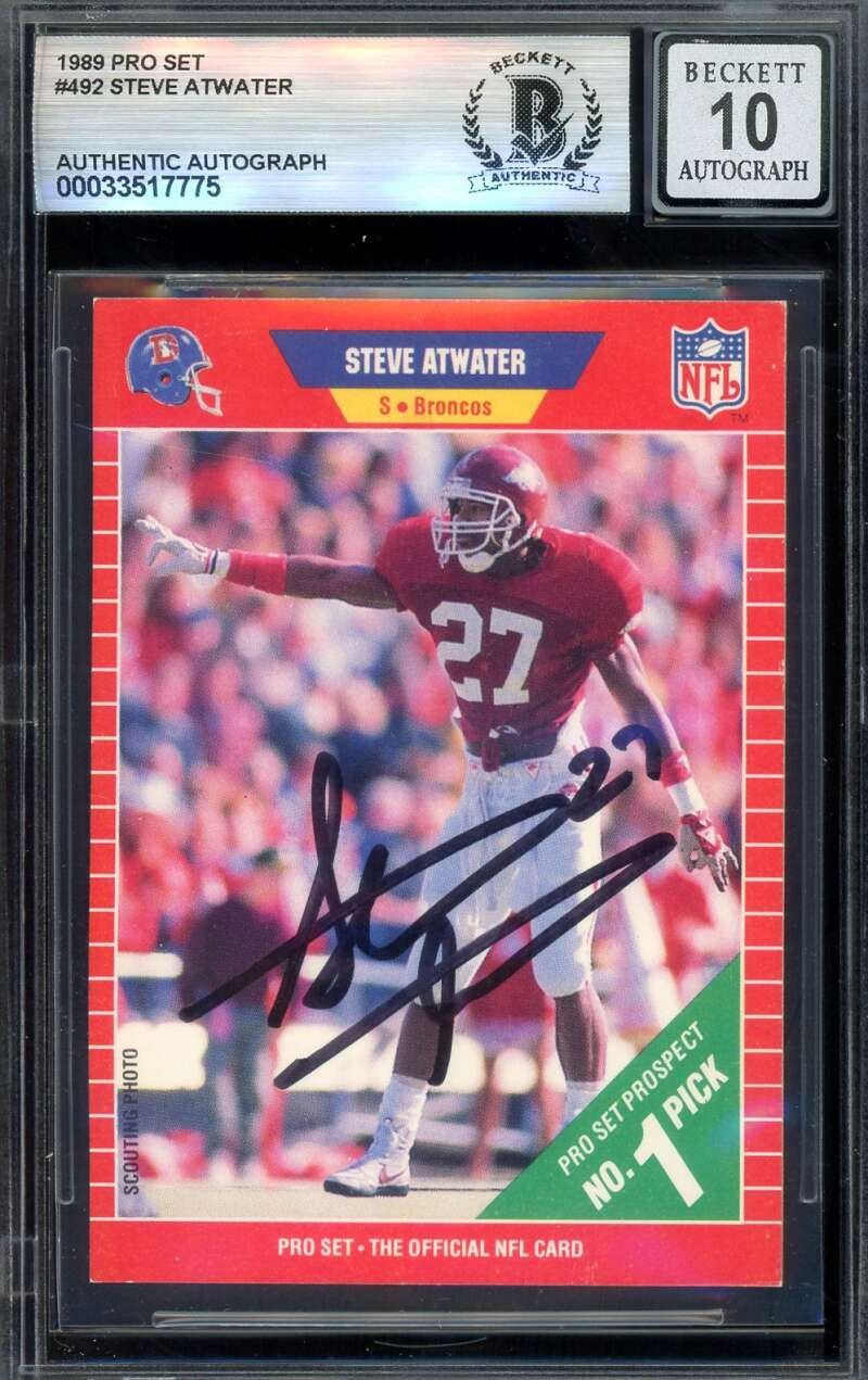 Steve Atwater Gem Mint 10 Beckett BAS Signed 1989 Pro Set Rookie Autograph