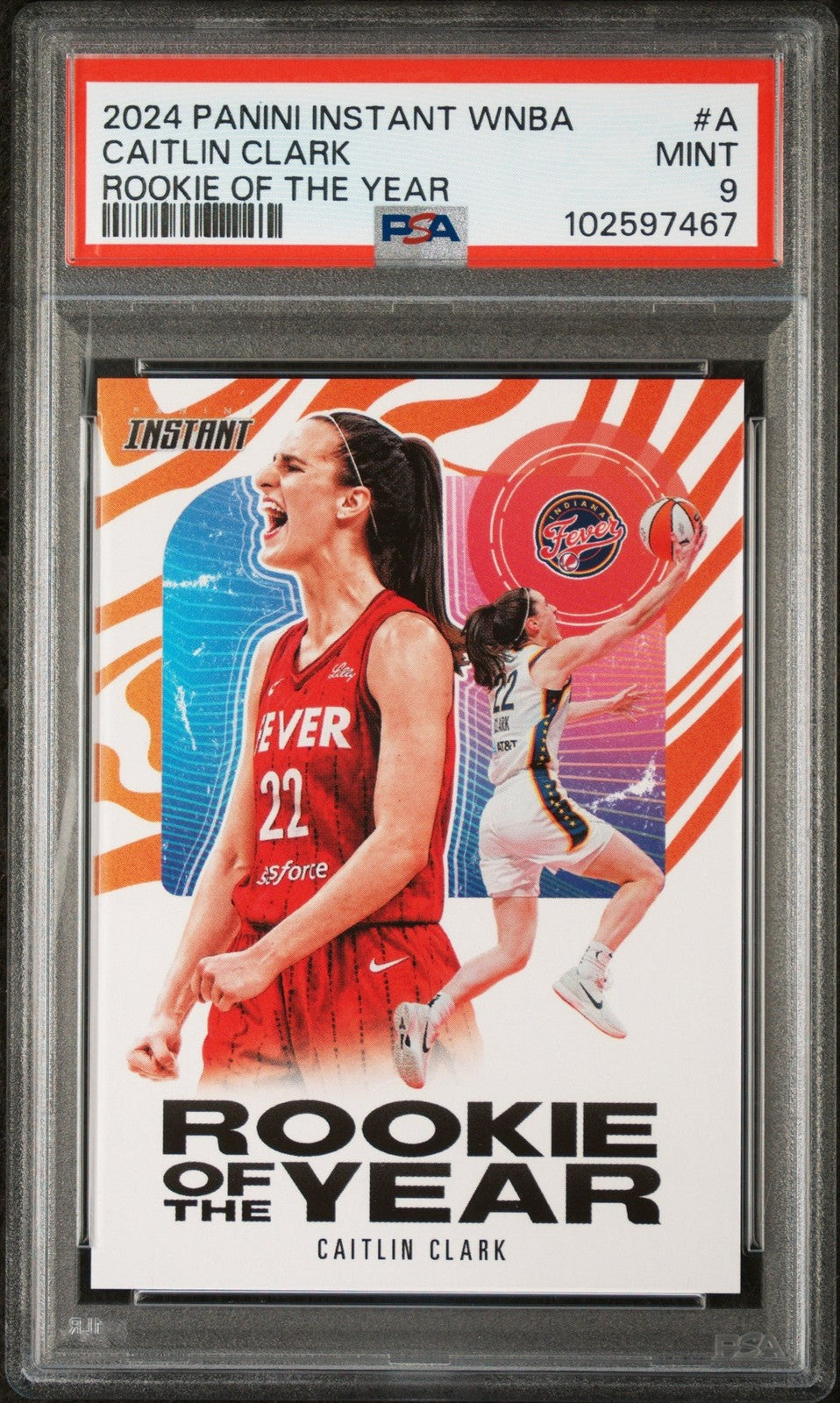 Graded 2024 Panini Instant WNBA Caitlin Clark #A RC of the Year Card PSA 9