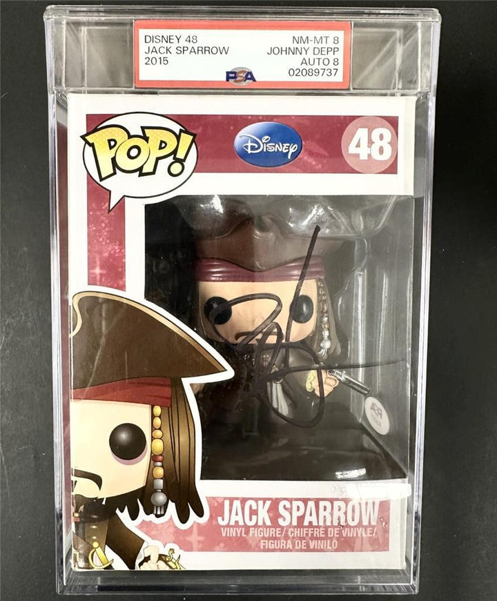 Johnny Depp signed Jack Sparrow Disney Funko Pop! #48 Grade 8 NM-MT Auto 8 ~ PSA