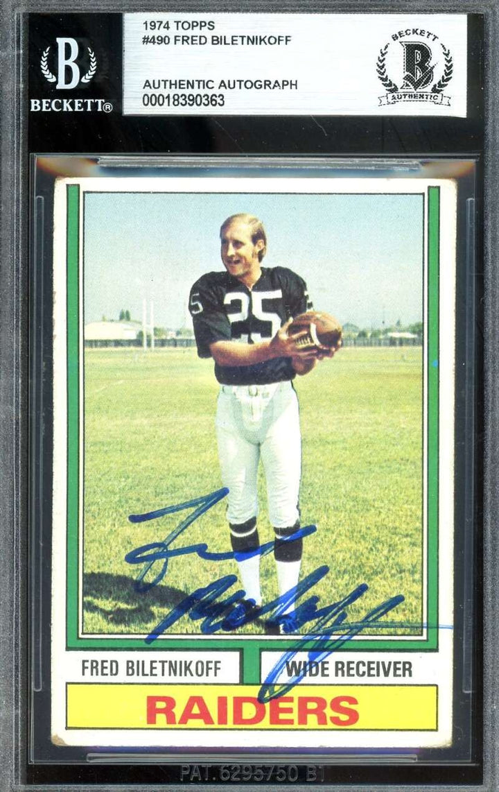 Fred Biletnikoff Beckett BAS Signed 1974 Topps Autograph