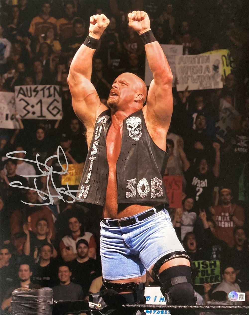 Stone Cold Steve Austin WWE WWF Signed Autographed 16x20 Photo BAS