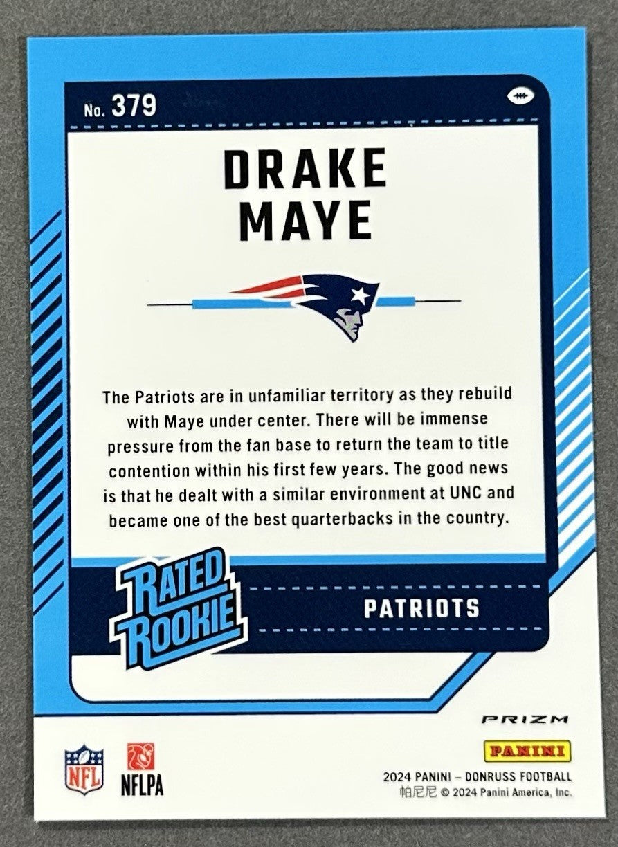 2024 Donruss Optic Drake Maye Preview Football Emoji Patriots Rookie SSP #379