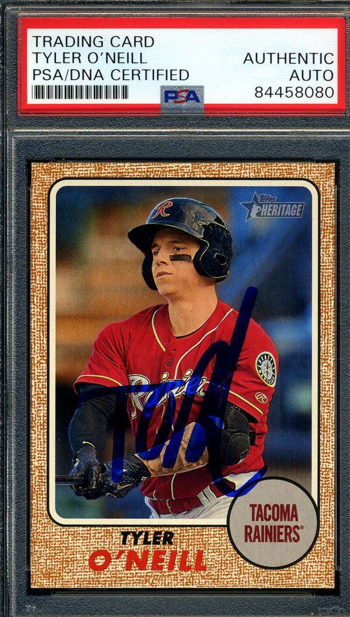 Tyler O`neill PSA DNA Coa Signed 2017 Topps Heritage Rookie Autograph