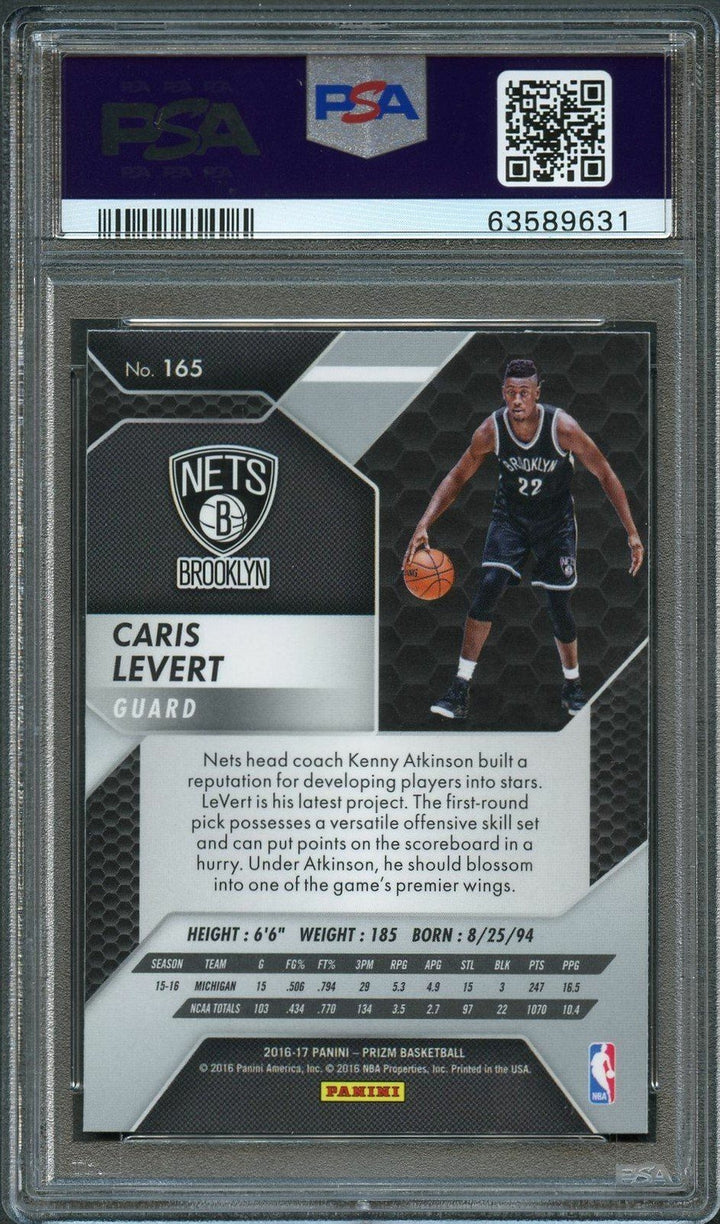 2016-17 Panini Prizm #165 Caris Levert Signed Card AUTO Grade 10 PSA Slabbed Net