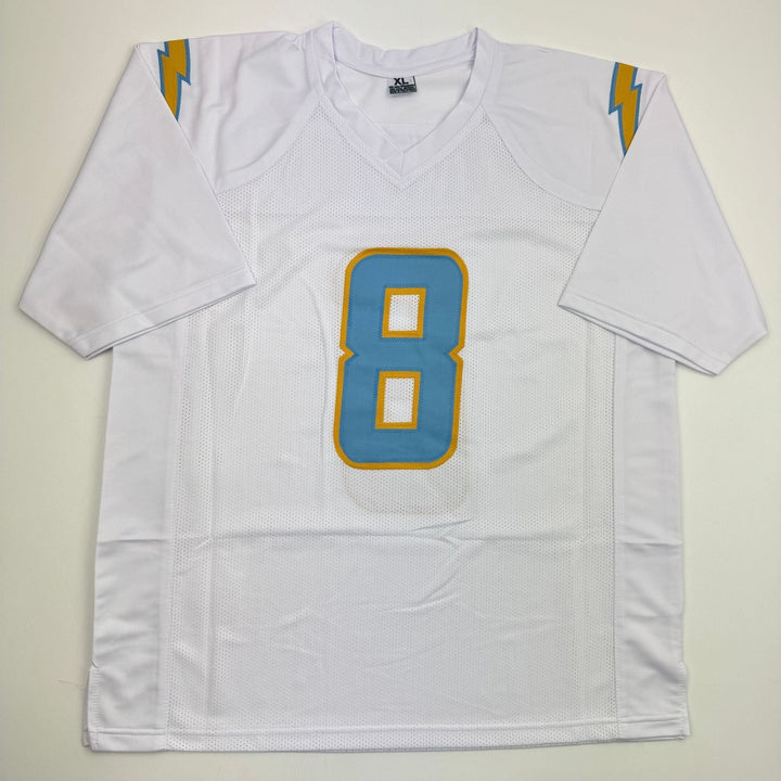 Autographed/Signed Omarion Hampton Los Angeles White Jersey Beckett BAS COA