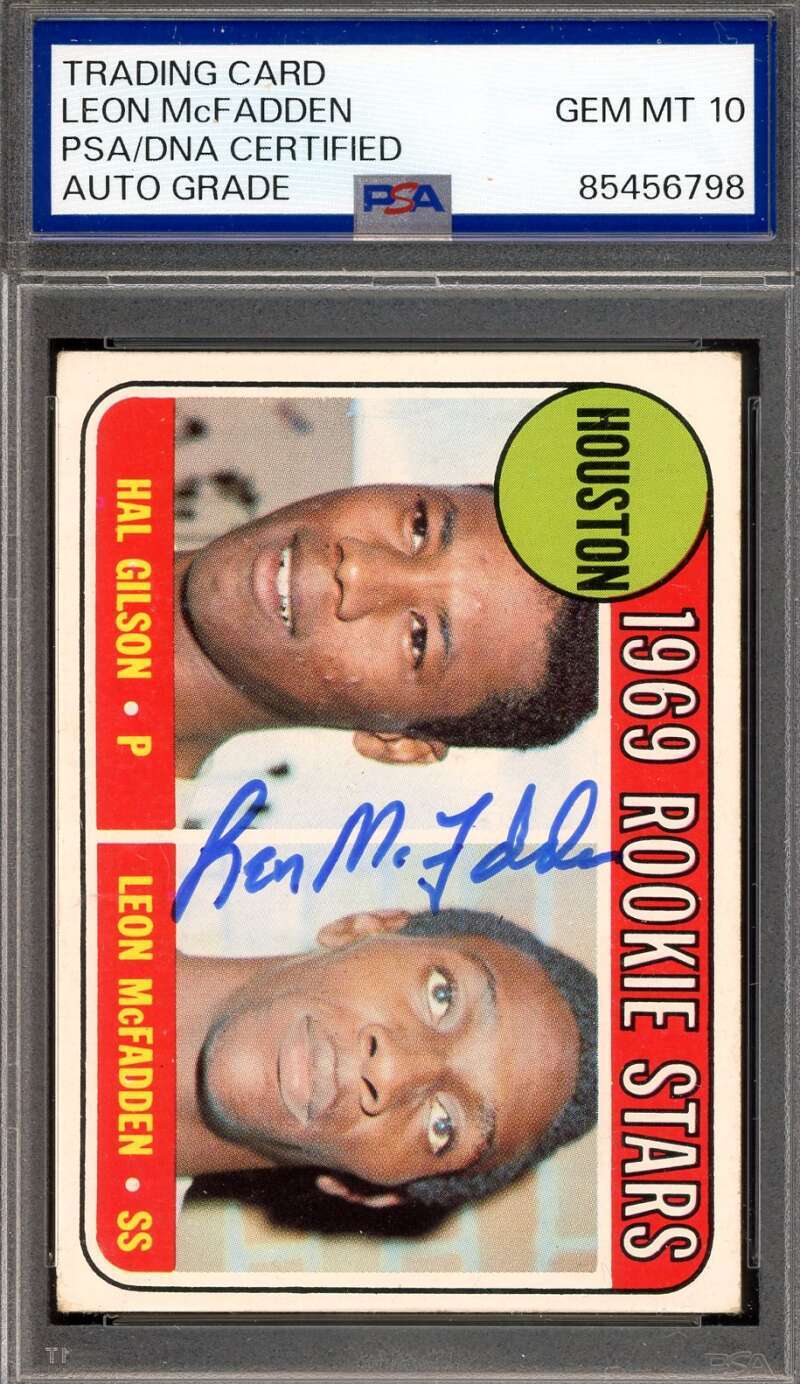Leon McFadden Gem Mint 10 PSA DNA Signed 1969 Topps Rookie Autograph