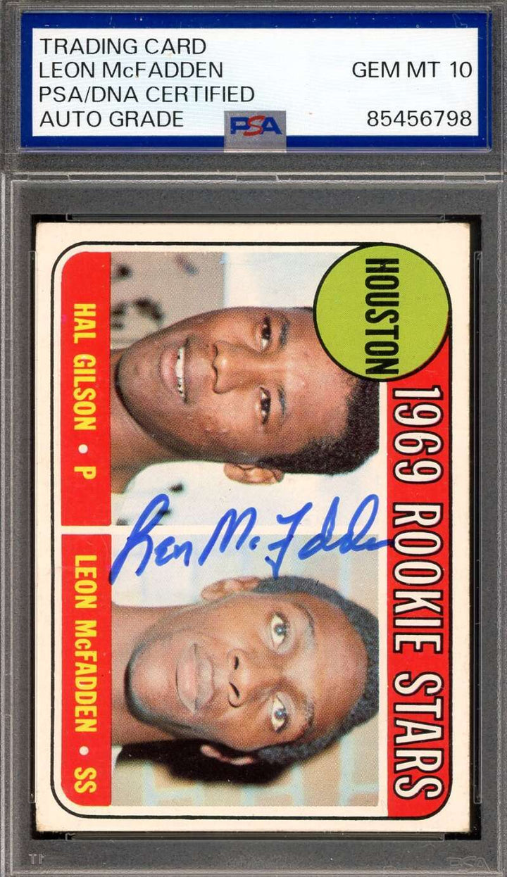 Leon McFadden Gem Mint 10 PSA DNA Signed 1969 Topps Rookie Autograph