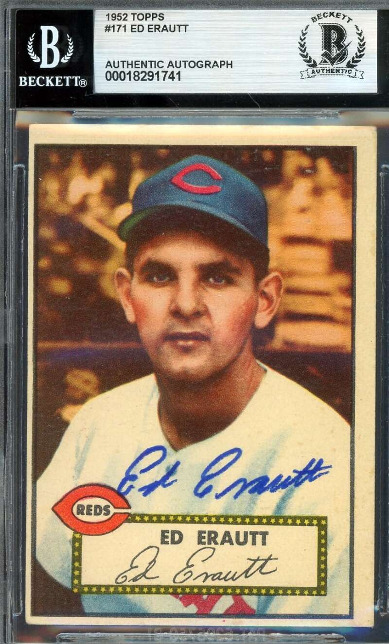 Ed Erautt Beckett BAS Signed 1952 Topps Autograph