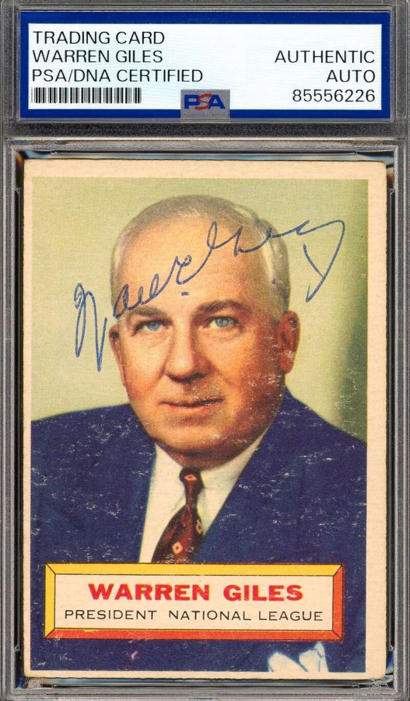 Warren Giles PSA DNA JSA Signed 1956 Topps Rookie Autograph