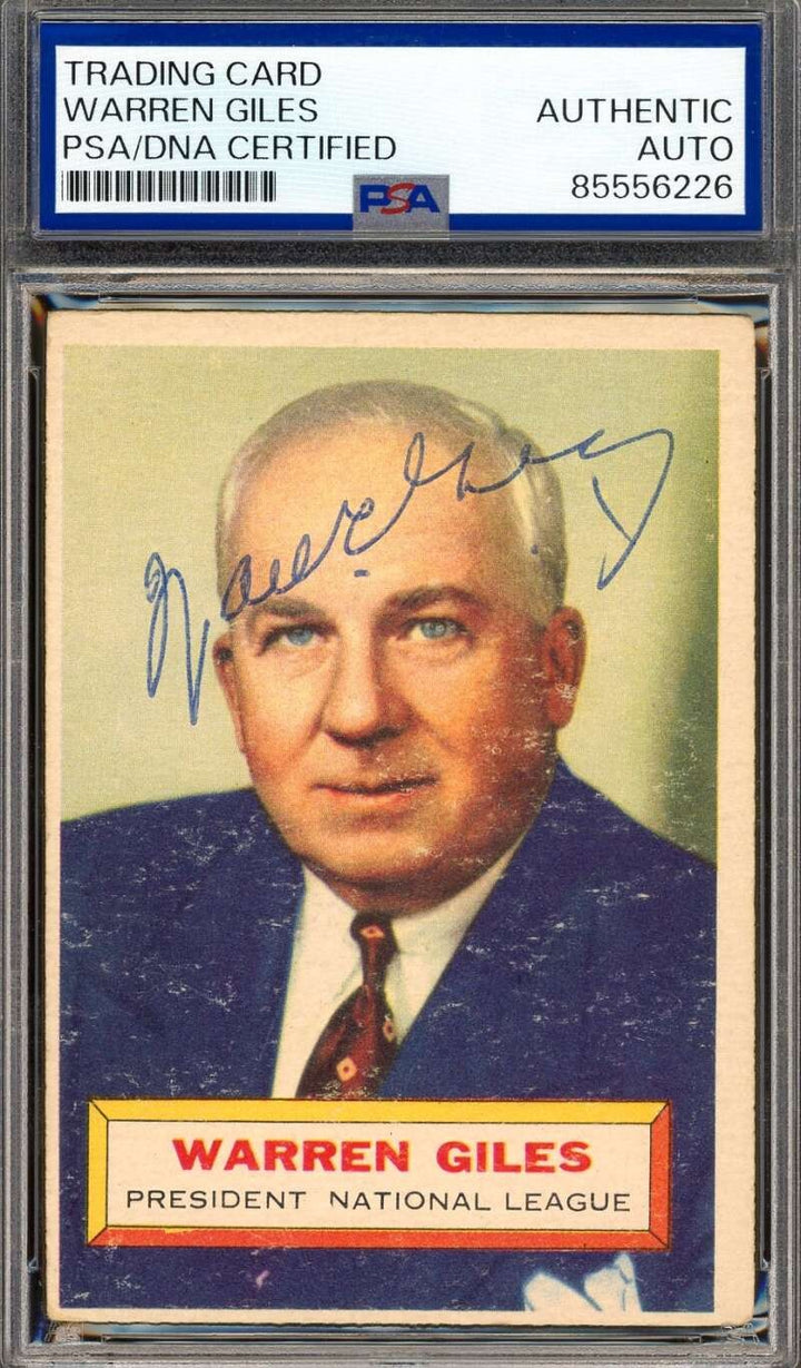 Warren Giles PSA DNA JSA Signed 1956 Topps Rookie Autograph