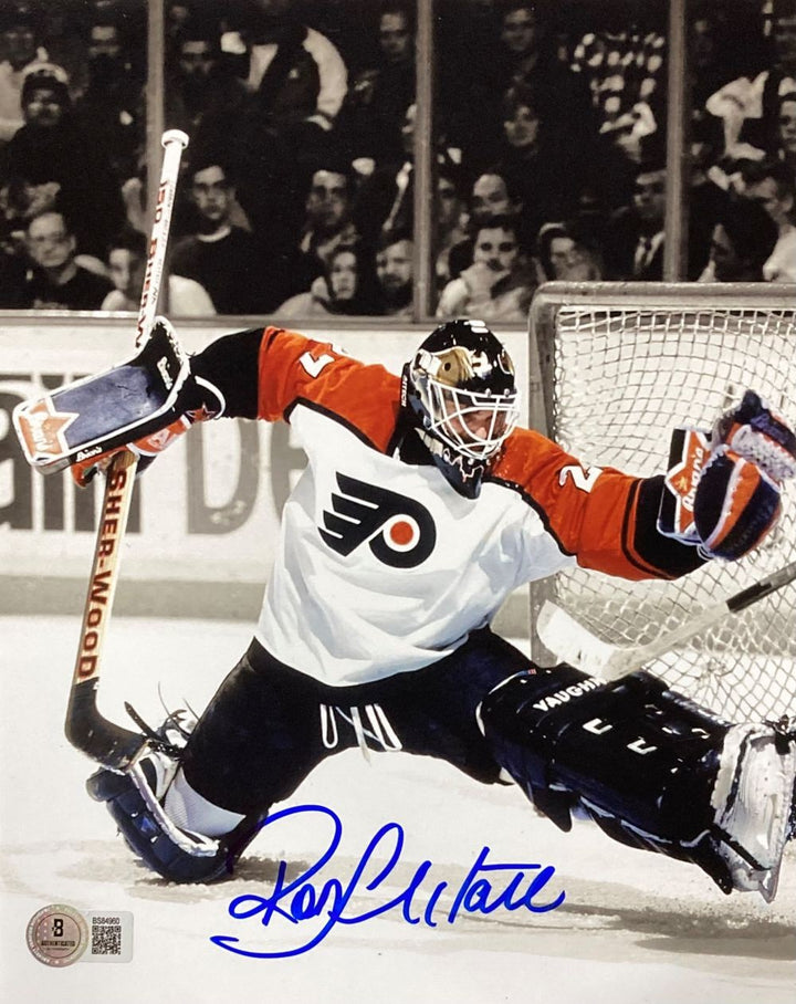 Ron Hextall Signed 8x10 Philadelphia Flyers Glove Save Photo BAS