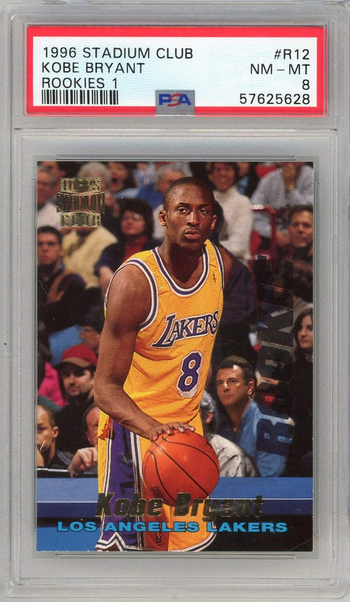Graded 1996 Stadium Club Kobe Bryant #R12 Rookies 1 Rookie RC Card PSA 8