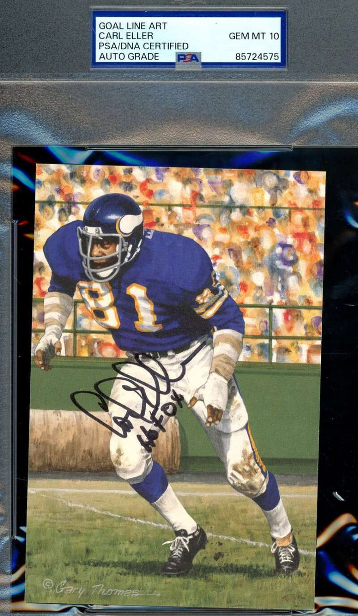 Carl Eller Gem Mint 10 PSA DNA Autograph Goal Line Art Card GLAC Signed HOF 04