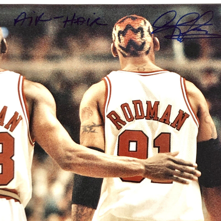 Dennis Rodman autograph signed "Air & Hair" 16x20 Photo w/Michael Jordan BAS COA
