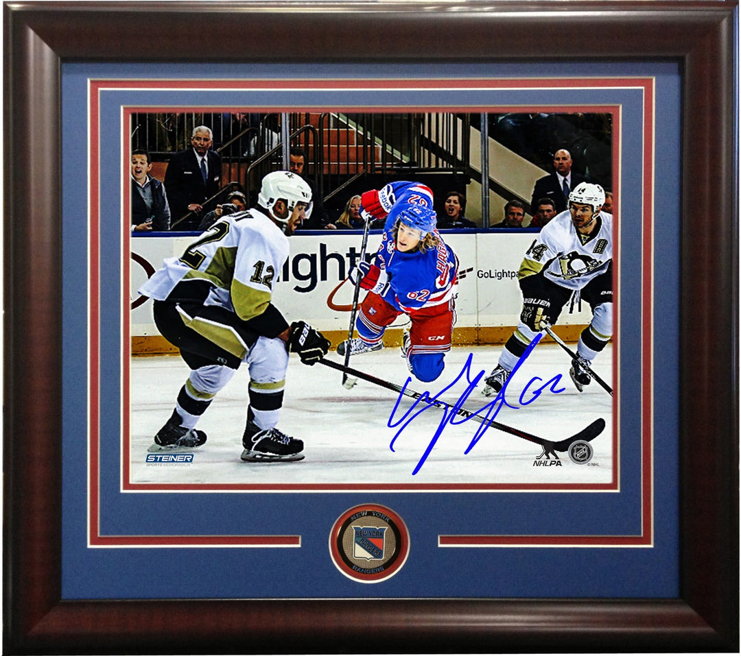 Carl Hagelin Signed 8x10 Winning Shot Photo FRAMED Rangers Coin Auto STEINER COA