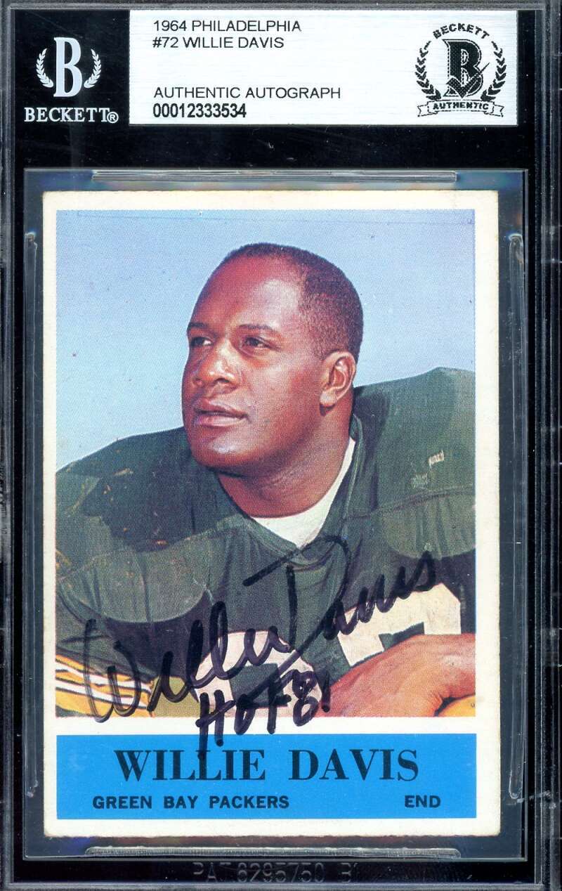 Willie Davis Beckett BAS Signed 1964 Philadelphia Gum Rookie Autograph