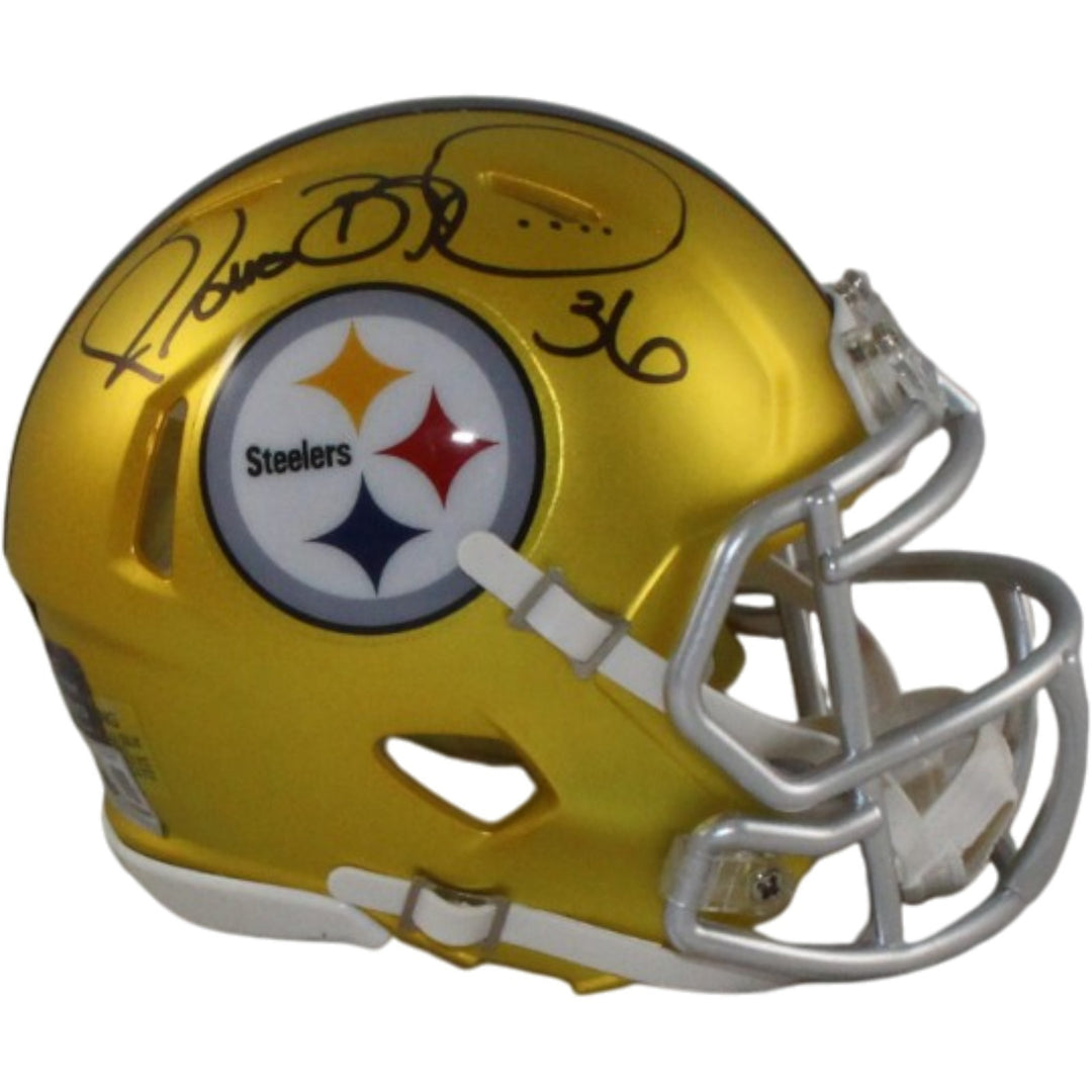 Jerome Bettis Signed Pittsburgh Steelers Blaze Mini Helmet Beckett WIT 57535