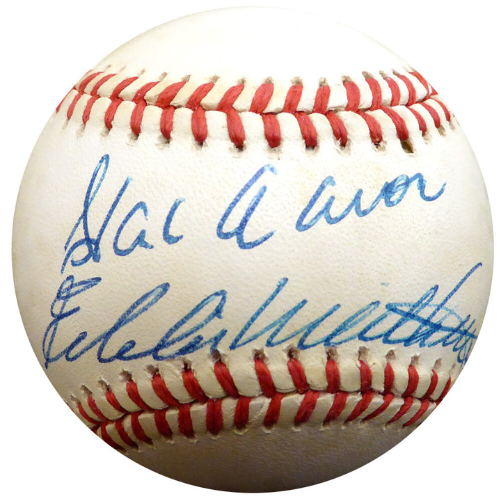 Hank Aaron & Eddie Mathews Signed NL Baseball Milwaukee Braves Beckett