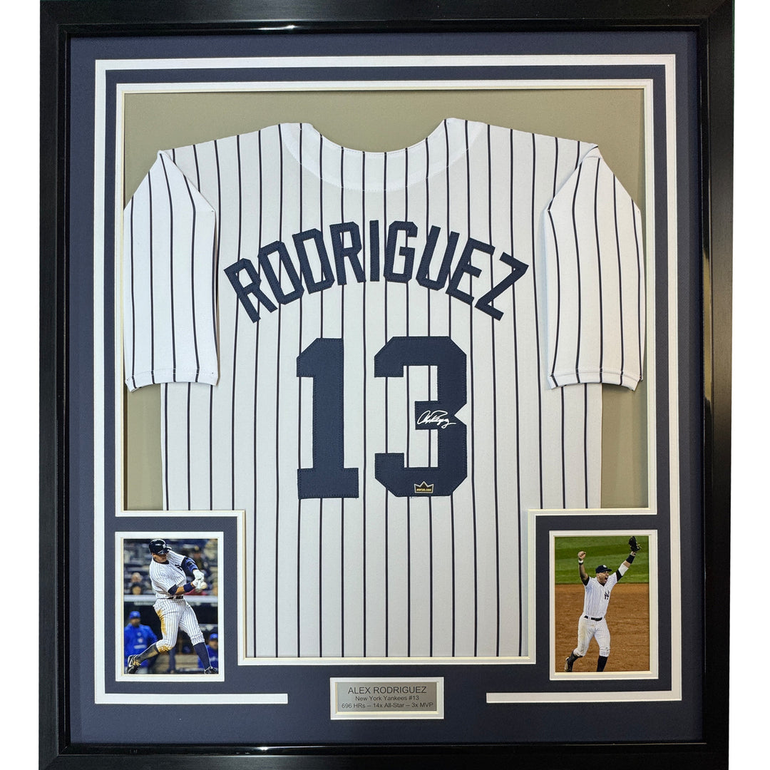 Framed Facsimile Autographed Alex Rodriguez 33x42 Reprint Laser Auto Jersey