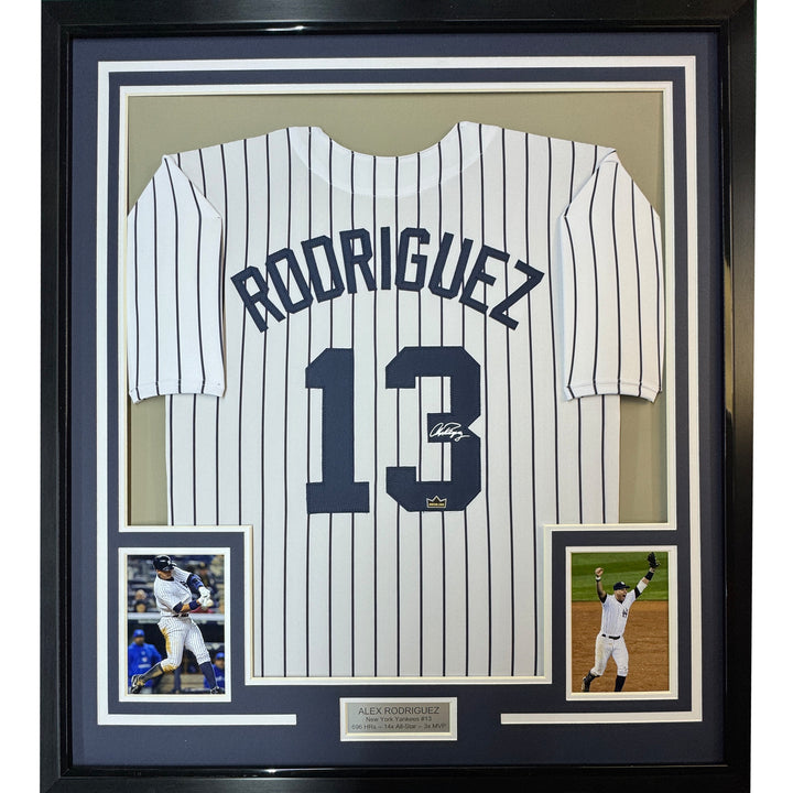 Framed Facsimile Autographed Alex Rodriguez 33x42 Reprint Laser Auto Jersey