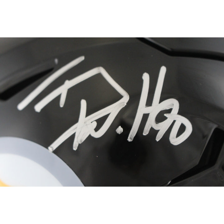 TJ Watt Autographed Pittsburgh Steelers Mid-Size Midi Helmet Beckett WIT 54022