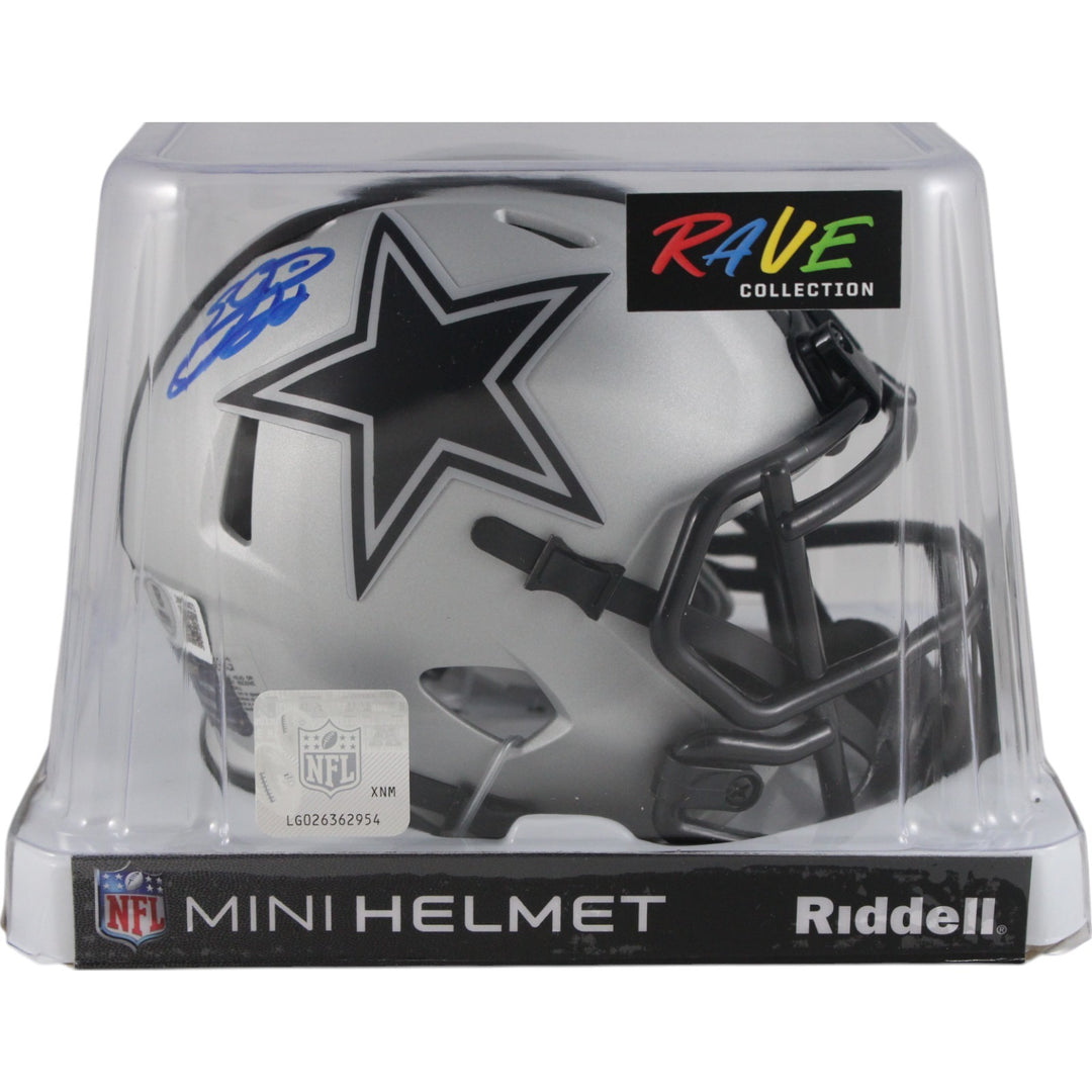 Emmitt Smith Autographed Dallas Cowboys Rave Mini Helmet Beckett Witness 49608
