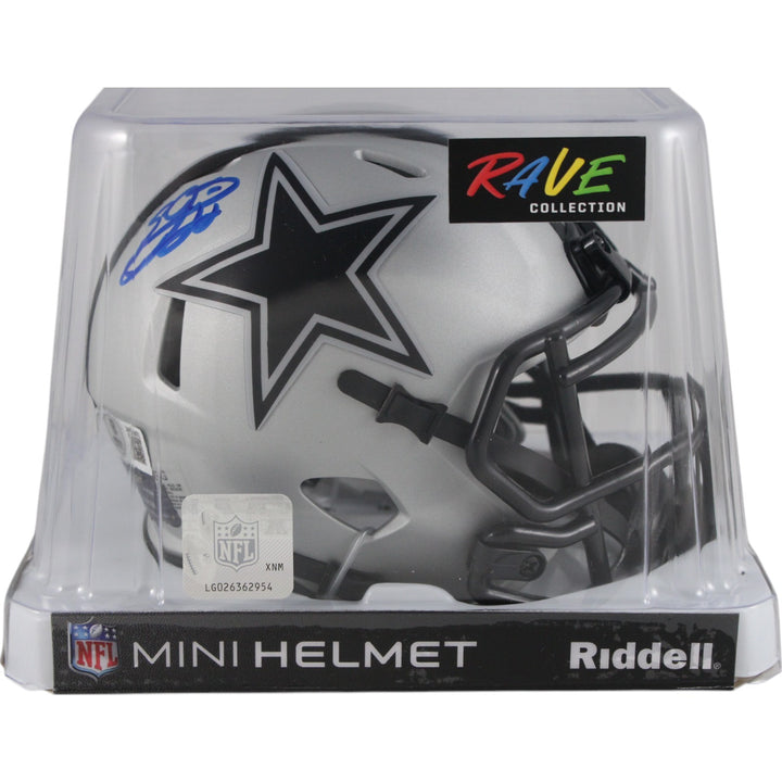 Emmitt Smith Autographed Dallas Cowboys Rave Mini Helmet Beckett Witness 49608