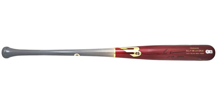 Elly De La Cruz Auto Red B45 Player Model Bat Reds 1st MLB HR 6/7/23 Beckett Wit