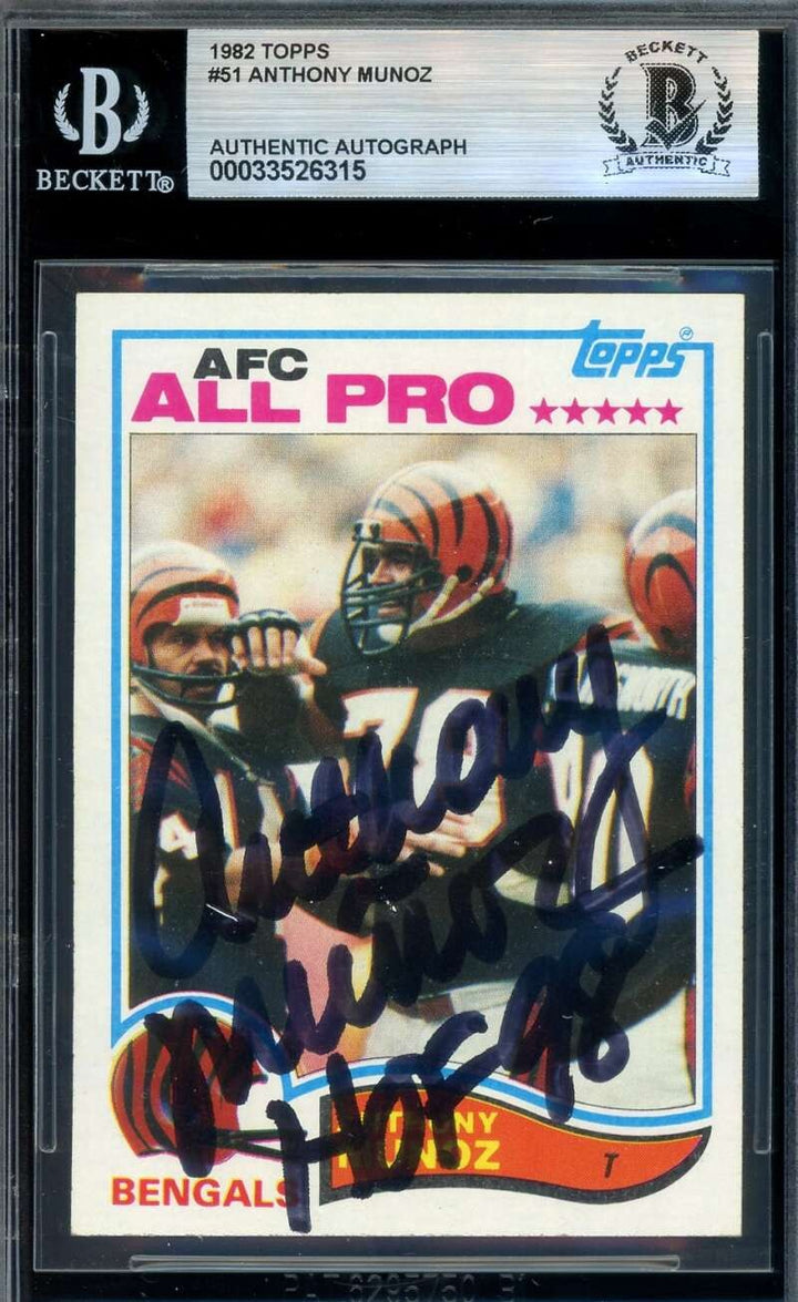 Anthony Munoz Beckett BAS Signed 1982 Topps Rookie Autograph