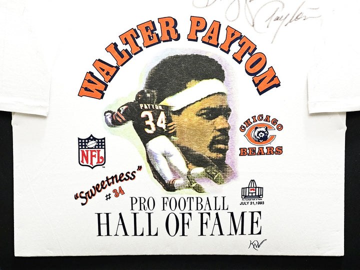 Walter Payton Auto Framed Pro Football HOF White T-Shirt Bears "34" JSA #CC88896