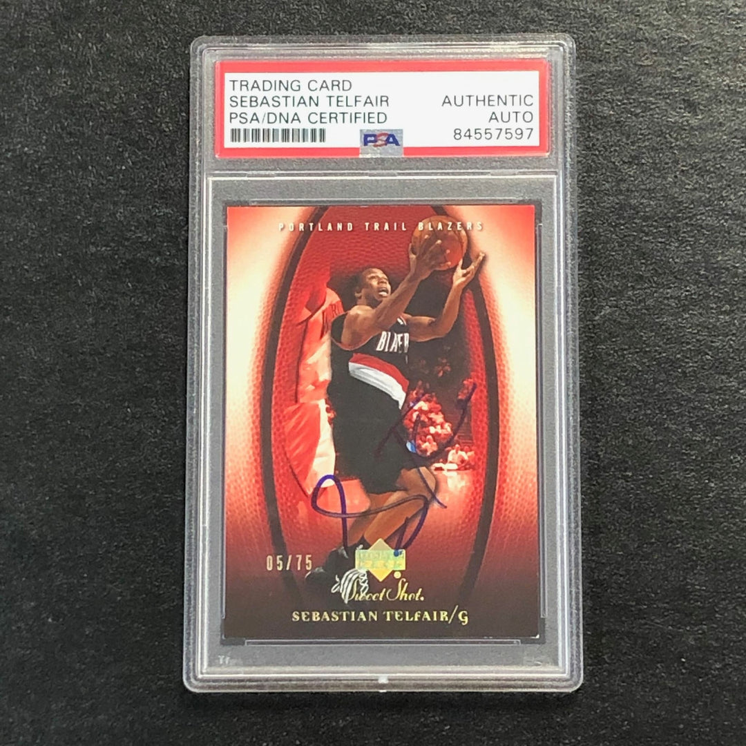 2005-06 Upper Deck Sweet Shot #82 Sebastian Telfair Signed Card AUTO PSA/DNA Sla