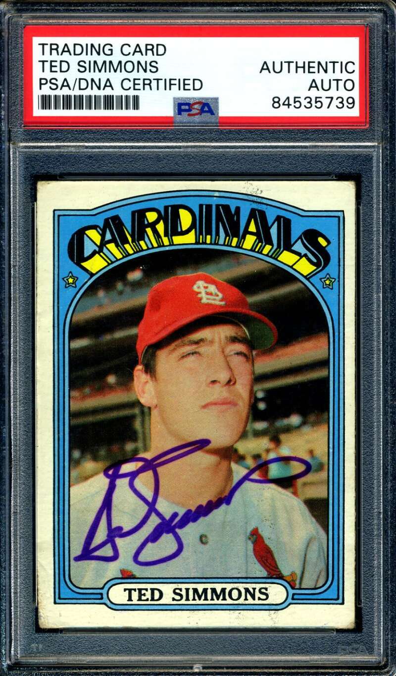 Ted Simmons PSA DNA Cert Signed 1972 Topps Autograph