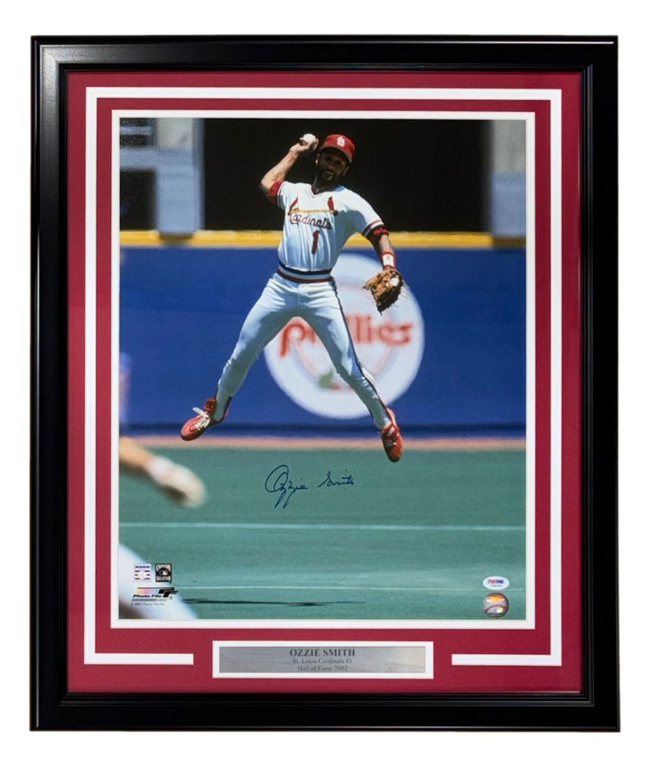 Ozzie Smith Signed Framed 16x20 St. Louis Cardinals Photo PSA/DNA