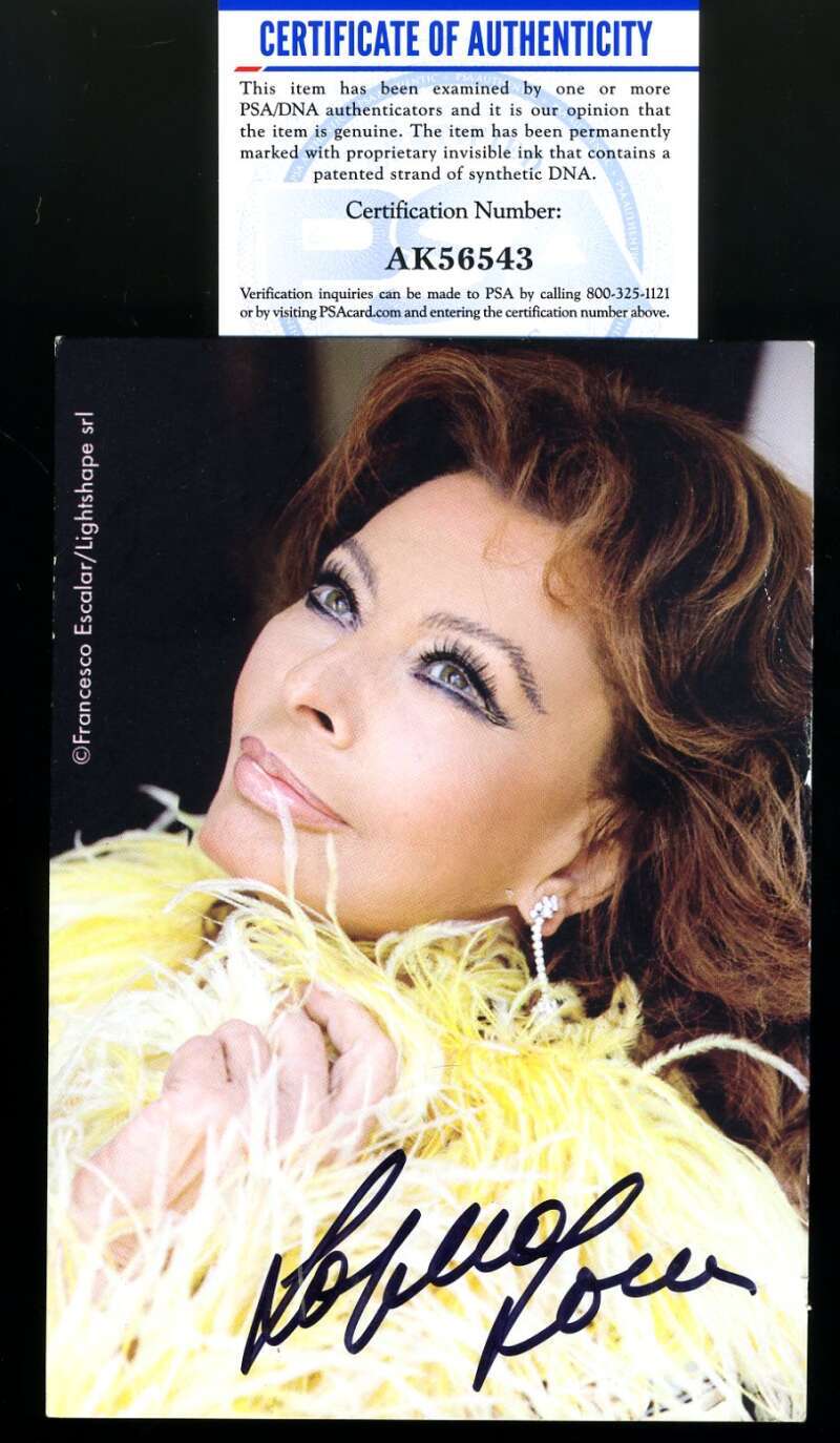 Sophia Loren PSA DNA Coa Signed 4x6 Photo Autograph