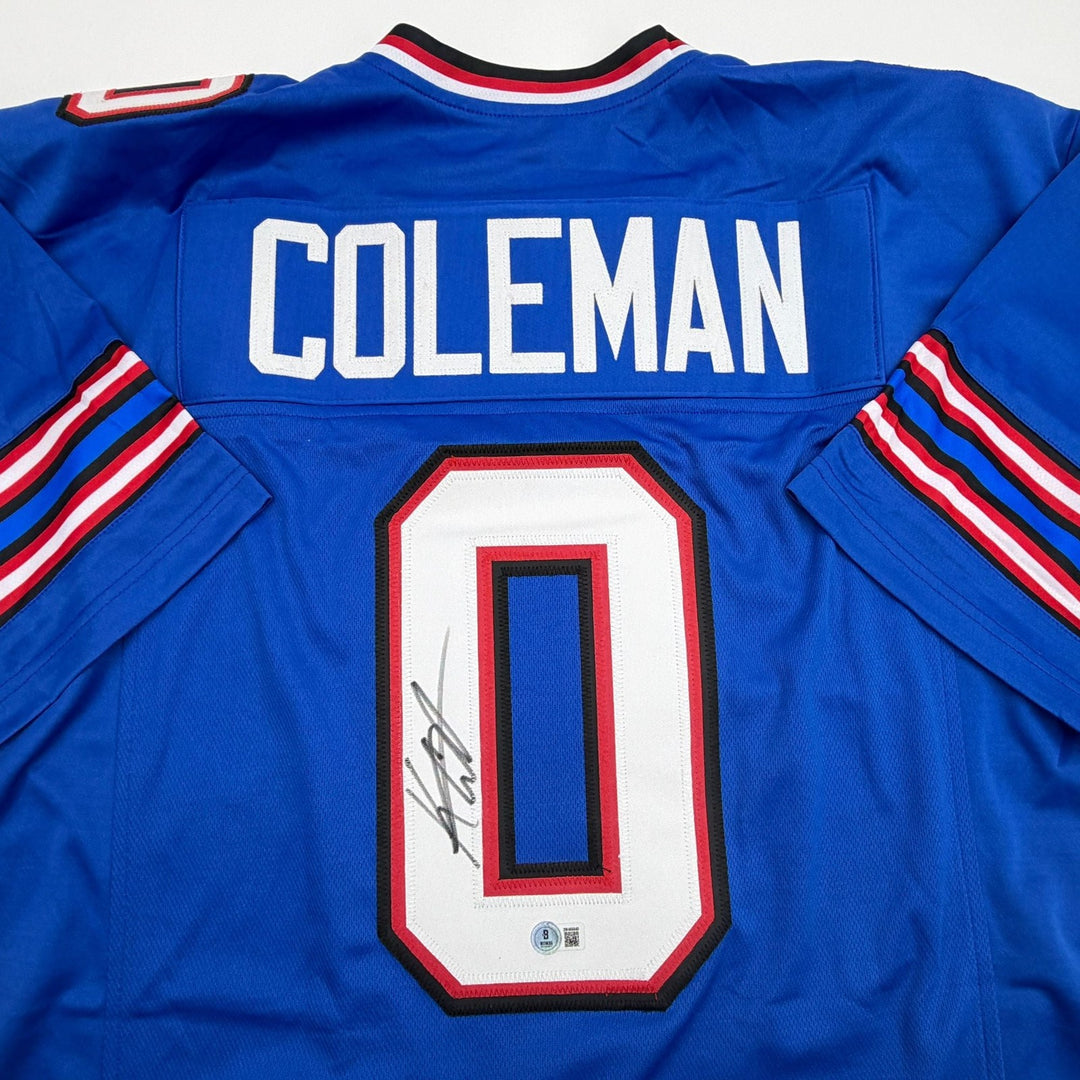 Autographed/Signed Keon Coleman Buffalo Blue Football Jersey Beckett BAS COA