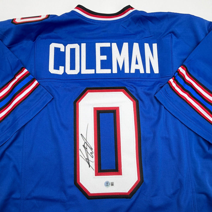Autographed/Signed Keon Coleman Buffalo Blue Football Jersey Beckett BAS COA