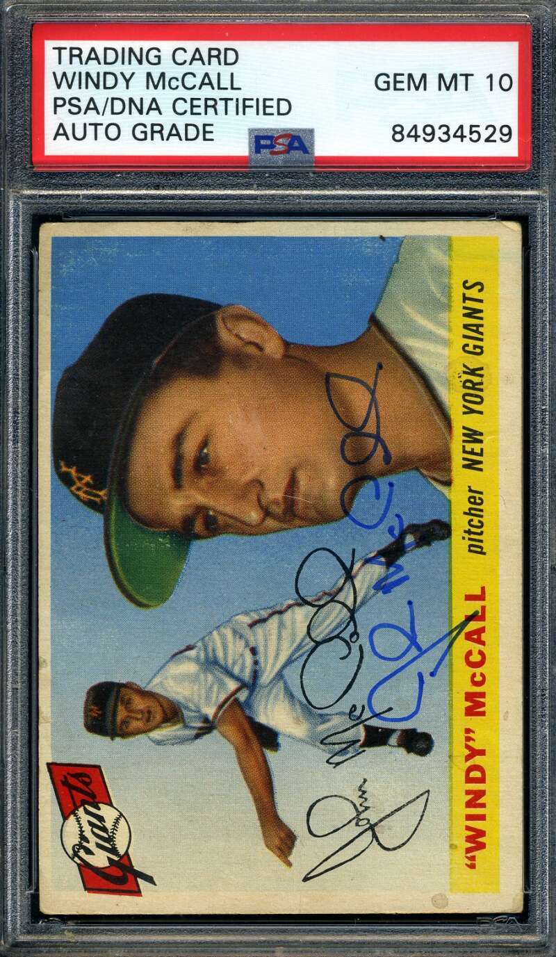 Windy McCall Gem Mint 10 PSA DNA Signed 1955 Topps Autograph