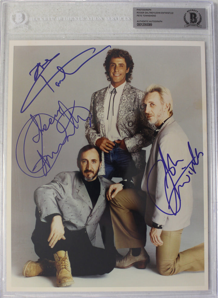 The Who Roger Daltrey, Pete Townshend, Entwistle Signed 8x10 Photo BAS 35483